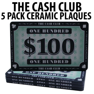 The Cash Club Ceramic Poker Chip Plaques $100  Pack of 5 