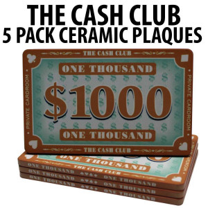 The Cash Club Ceramic Poker Chip Plaques $1000  Pack of 5 