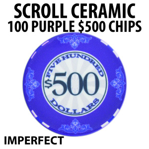 Scroll 10 Gram Poker Chips 100 PURPLE $500 Chips imperfect CLEARANCE