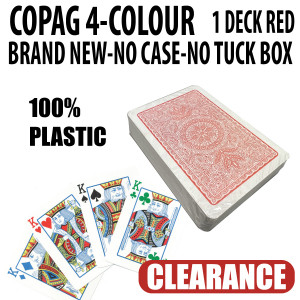Copag Playing Cards 4 Colour Poker Size Regular Index 1 RED DECK NO TUCK BOX