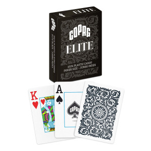 Copag Elite 100% Plastic Playing Cards – Poker Size Jumbo Index Black (Single Deck)