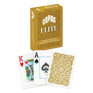 Copag Elite 100% Plastic Playing Cards – Poker Size Jumbo Index Gold (Single Deck)