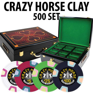 Crazy Horse 500 Poker Chips with Hi Gloss Wood Case