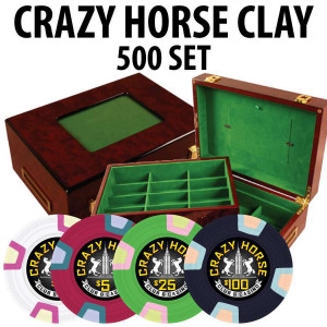 Crazy Horse 500 Poker Chips with Customizable Wood Case