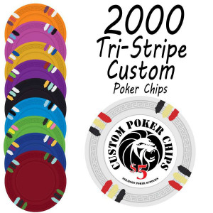 Custom Tri-Stripe Poker Chips : 2000 chips