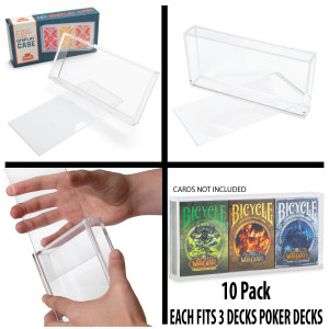 3-Deck Clear Acrylic Playing Card Display Case PACK OF 10