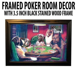 Poker Room art decor Framed Art  : A Bold Bluff by artist Coolidge (Dogs Playing Poker)