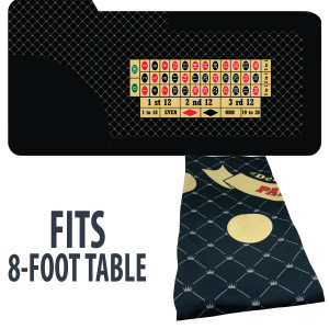 Dye Sublimation Casino Roulette Table Cloth - BLACK CROWN DESIGN for 8 x 4-foot Roulette table 