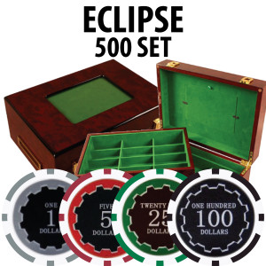 Eclipse Poker Chips 500 W/ Customizable Wood Case