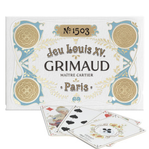Grimaud Playing Cards Pack Jeu Louis XV °1503 : 1 decks of 54 cards : Dolphin Blue