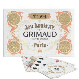 Grimaud Playing Cards Pack Jeu Louis XV °1504 : 1 decks of 54 cards : Coral Red