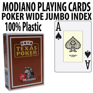 Modiano Texas Holdem Poker Wide Jumbo Index - Single Deck Brown