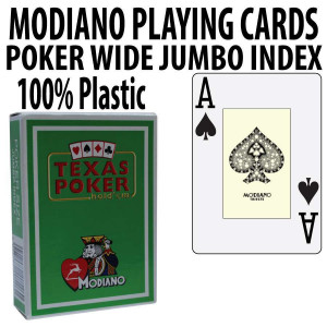 Modiano Texas Holdem Poker Wide Jumbo Index - Single Deck Light Green