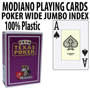 Modiano Texas Holdem Poker Wide Jumbo Index - Single Deck Purple