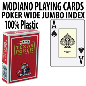 Modiano Texas Holdem Poker Wide Jumbo Index - Single Deck Red
