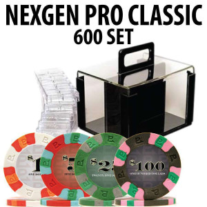 Nexgen Pro Classic Poker Chips 600 W / Acrylic Carrier and Racks 