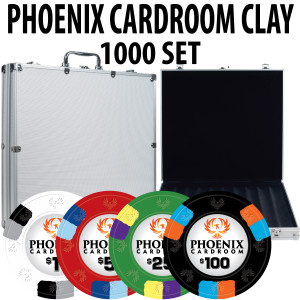 Phoenix Cardroom Clay 1000 Poker Chips W/ Aluminum Case