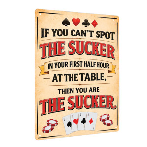 If You Can’t Spot The Sucker Poker Aluminum Sign 40 x 30 cm | Rounders Inspired Poker Quote Wall Decor