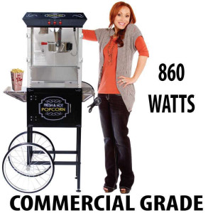 8oz Popcorn machine with cart : 5 Feet BLACK 