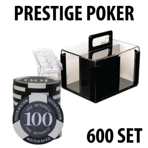 Prestige Poker Chips 600 Chip Set with Acrylic Carrier and Racks