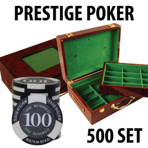 Prestige Poker Chips 500 Chip Set with Customizable Wood Case