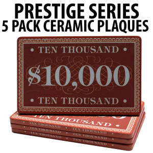 Prestige Series Ceramic Poker Chip Plaques $10,000  Pack of 5 