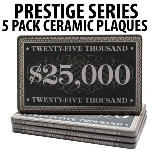Prestige Series Ceramic Poker Chip Plaques $25,000  Pack of 5 