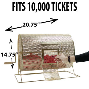 Raffle Drum BRASS LARGE Holds up to 10,000 Tickets