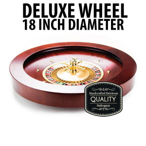 Deluxe Wooden Roulette Wheel - 18 inch Mahogany Stain