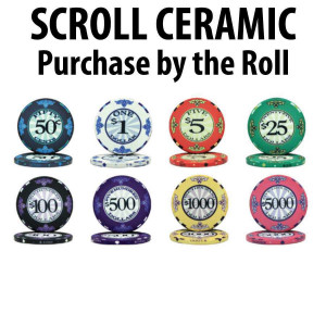 Scroll Ceramic Poker Chips :  Sold by the roll