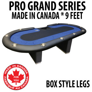 Poker Table 9 foot SPS Pro Grand Blue Dealer With Box Style Legs