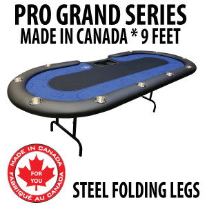 Poker Table 9 foot SPS Pro Grand Blue Dealer With Steel Folding Legs