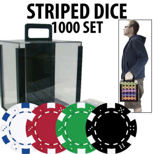 Striped Dice 11.5 gram 1000 w/Carrier : You Select your colors