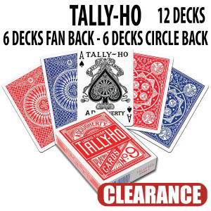 Tally-Ho Playing Cards  12 Deck Set | 6 Fan Back & 6 Circle Back | Red & Blue | Premium Quality Poker Cards