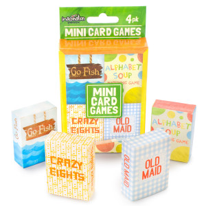 Mini Kids Card Games, 4-Pack Crazy Eights, Old Maid, Go Fish, and Alphabet Soup