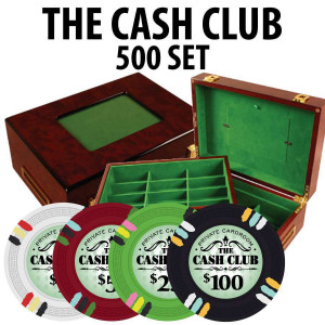 Cash Club 500 Poker Chip Set with Customizable Wood case