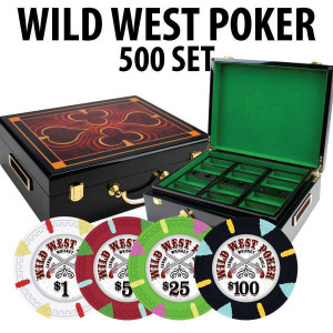 Wild West 500 Poker Chips W/ Hi Gloss Wood case