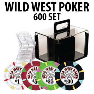 Wild West 600 Poker Chips W/ Acrylic Carrier and racks