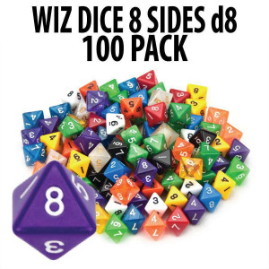 100+ Pack of Random D8 Polyhedral Dice in Multiple Colors by Wiz Dice