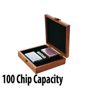 100 Piece Capacity Oak Poker Chip Case