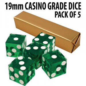 New Green 19mm Grade A Precision Dice w/Matching Serial #s PACK OF 5