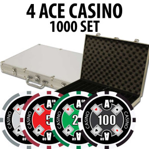 4 Ace Casino Poker Chip Set 1000 Chips with Aluminum Case