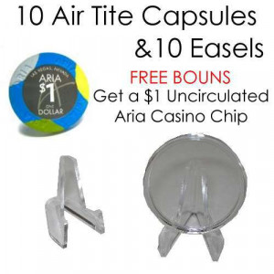 10 Direct Fit Air Tite Poker Chip Capsule 39 mm W/ 10 Easles + Bonus Chip