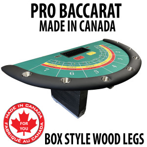 Pro Series Mini Baccarat Table : 7 Player with Box Style Wood Legs