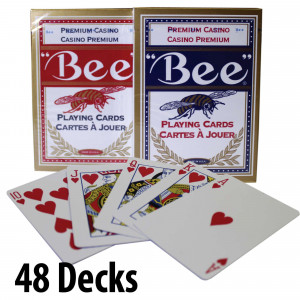 BEE Plastic Coated Cards : 48 Decks Red & Blue