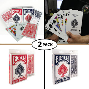 Bicycle Big Box Jumbo Oversize Playing Cards 4.5"x7" Pack of 2 Red and Blue