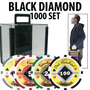 Black Diamond Poker Chips 1000 W/ Acrylic Carrier with Racks
