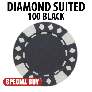 Diamond Suited 12.5 Gram Poker Chips 100 BLACK Chips CLEARANCE