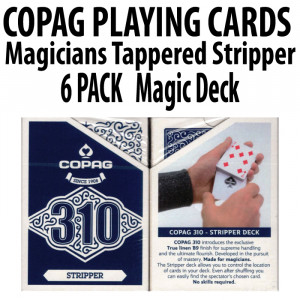 Copag Magic Tapered Stripper Deck 310 Series Playing Cards PACK OF 6 BLUE DECKS