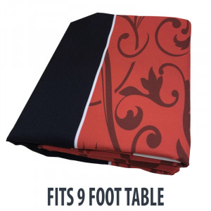 Dye Sublimation Casino Poker Table Cloth - RED FLEUR DE LIS GRAND Design for 9 x 4 foot table 